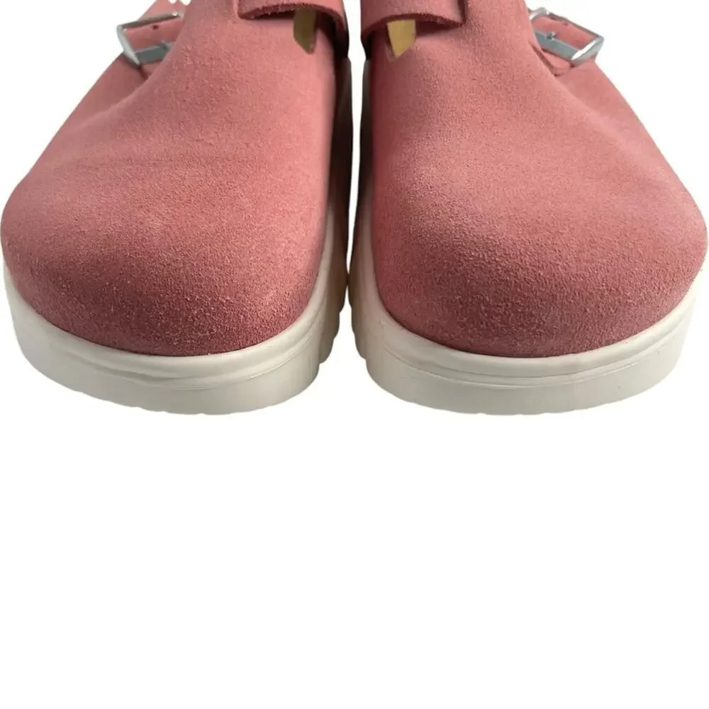 Birkenstock Papillio Boston Chunky Clog Suede Leather Candy Pink Size EU 38 NEW - Picture 11 of 16